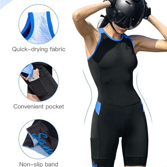 Triathlon Women’s Santic One-Piece Tri Suit Quick-Dry Running Swimming Cycling M - Picture 2 of 10